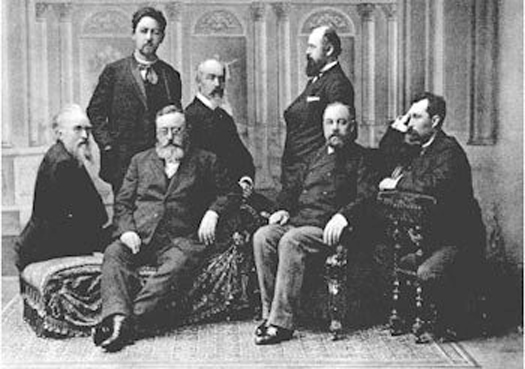 В редакция РУССКОЙ МЫСЛИ (слева на право) - Митрофан Нилович Ремезов,
А.П.Чехов, М.А.Саблин, И.И.Иванюков, В.М.Лавров, В.А.Гольцев, И.Н.Потапенко В редакция РУССКОЙ МЫСЛИ (слева на право) - Митрофан Нилович Ремезов,
А.П.Чехов, М.А.Саблин, И.И.Иванюков, В.М.Лавров, В.А.Гольцев, И.Н.Потапенко